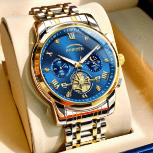 Horizon Stainless Steel Chronograph Luxury Analogue Watch for Men (Blue Dial)